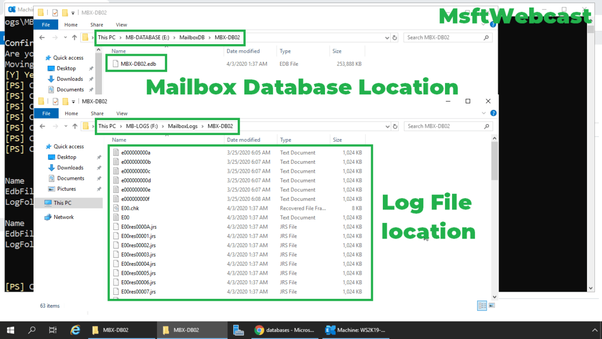 Move and Rename Default Mailbox Database Path in Exchange 2019