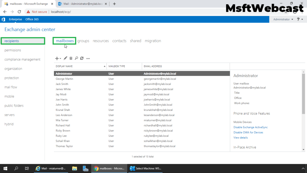 Configure Maximum Recipients in a Message Limit for Mailbox