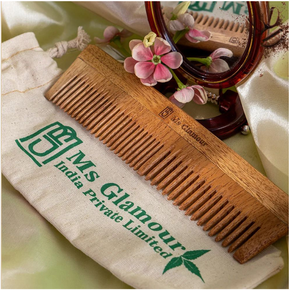 Dual Neem Bamboo Comb for Detangling Vegan Cosmetics Makeup Brand In