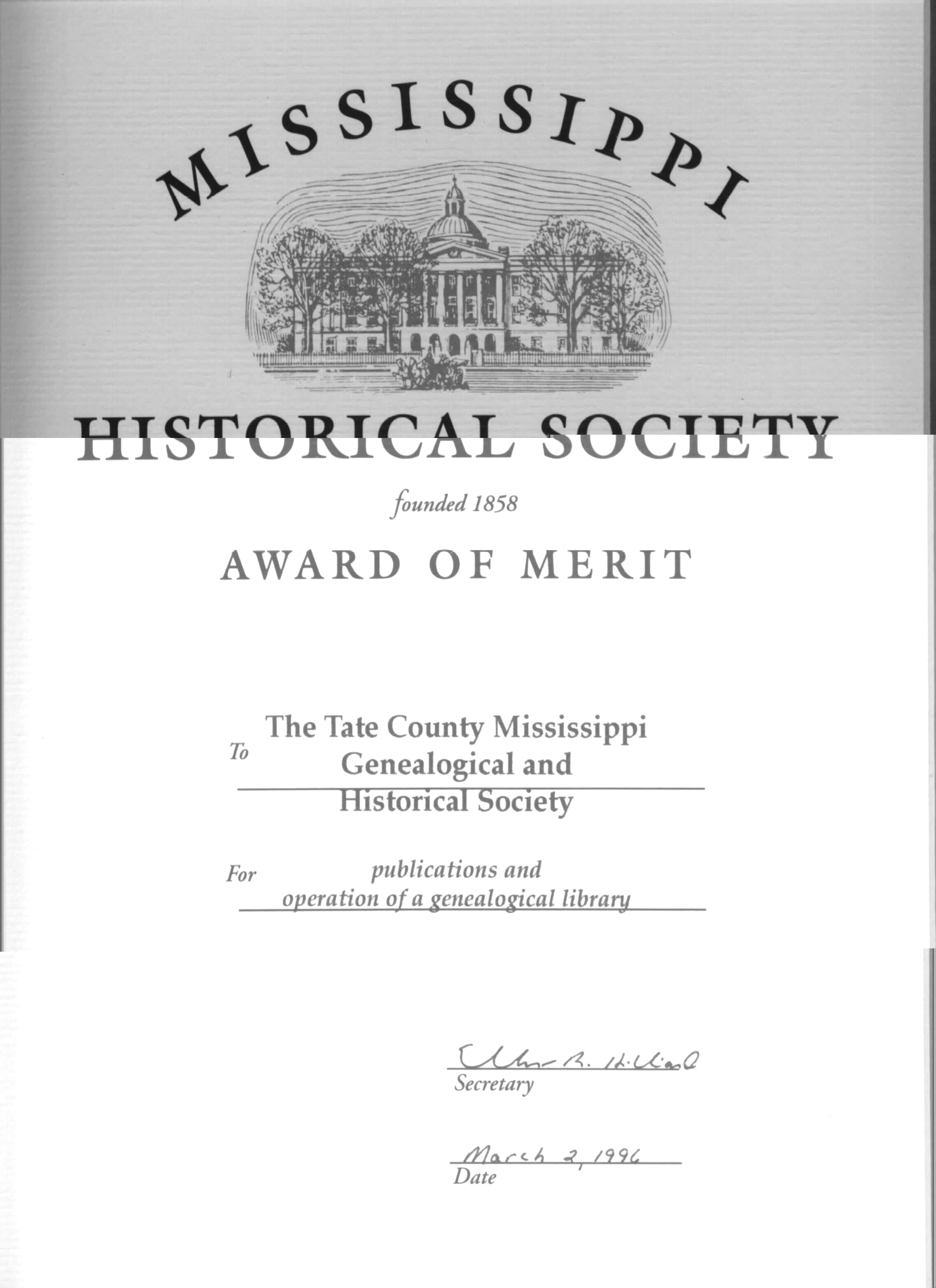 Genealogy Tate County. Mississippi