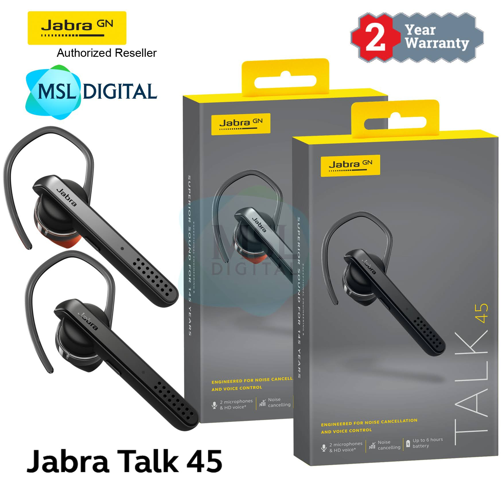 Jabra Talk 45 Mono Headphone noise cancellation & HD voice control
