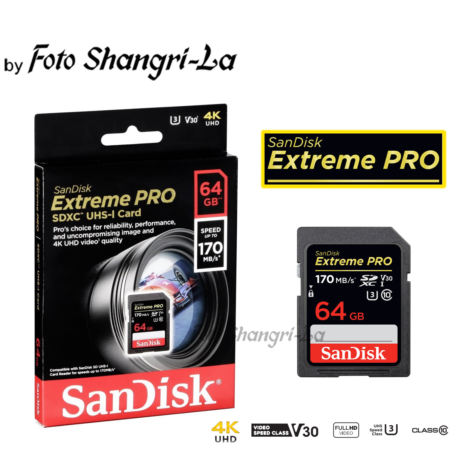 SanDisk 64GB Extreme PRO SD Card UHSI SDXC Memory Card with U3 / Class 10 / 170 MB/s MSL