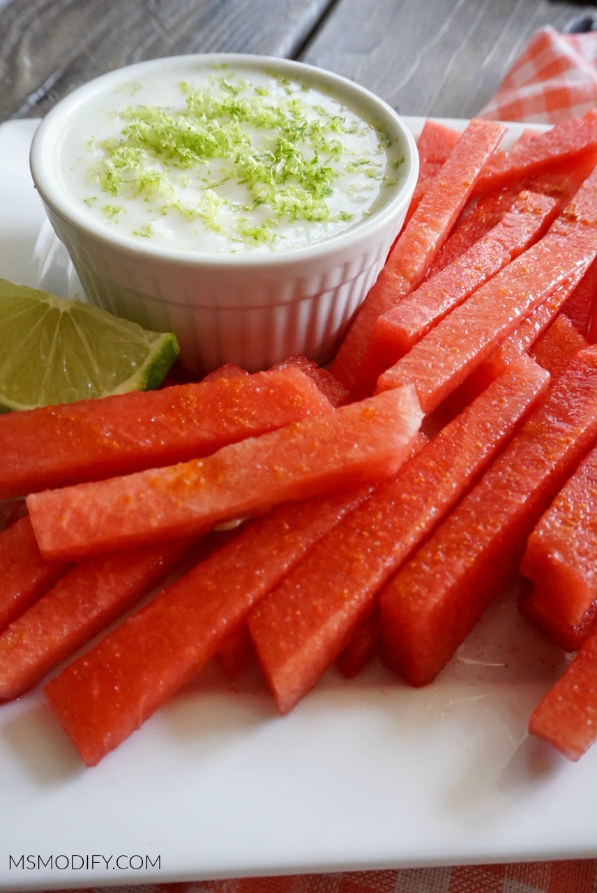 Zesty Watermelon Fries with Coconut Lime Sauce MsModify