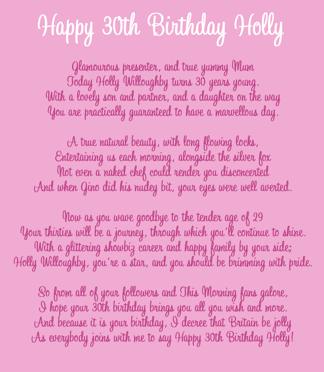Happy Birthday Holly Willoughby Ms Moem Poems. Life. Etc.