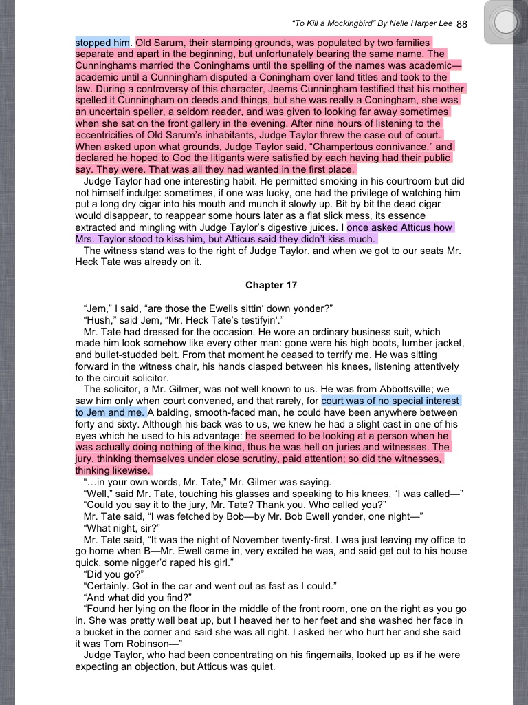 To Kill a Mockingbird Chapter 17 English and Things