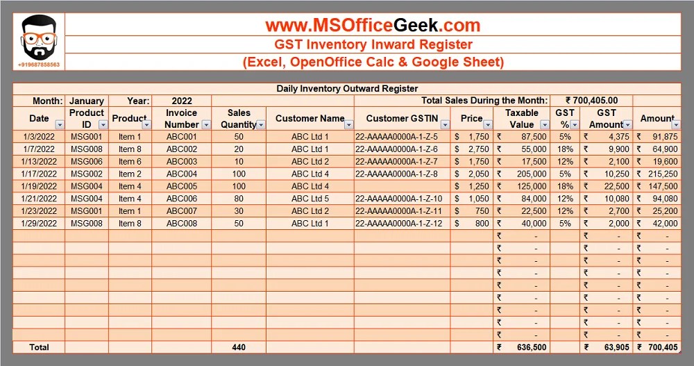 ReadyToUse GST Compliant Inventory Template MSOfficeGeek