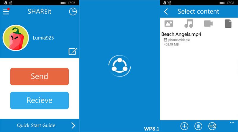 Filesharing app SHAREit working on a Windows 10 mobile app MSPoweruser