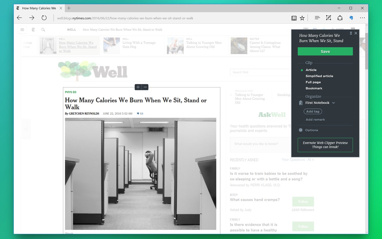 Evernote launches its  Clipper extension for Microsoft Edge