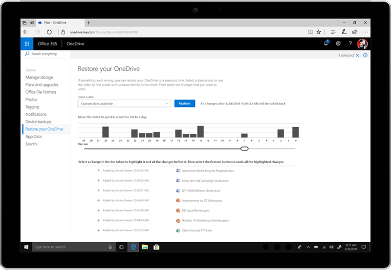 Microsoft brings OneDrive File Restore, ransomware
