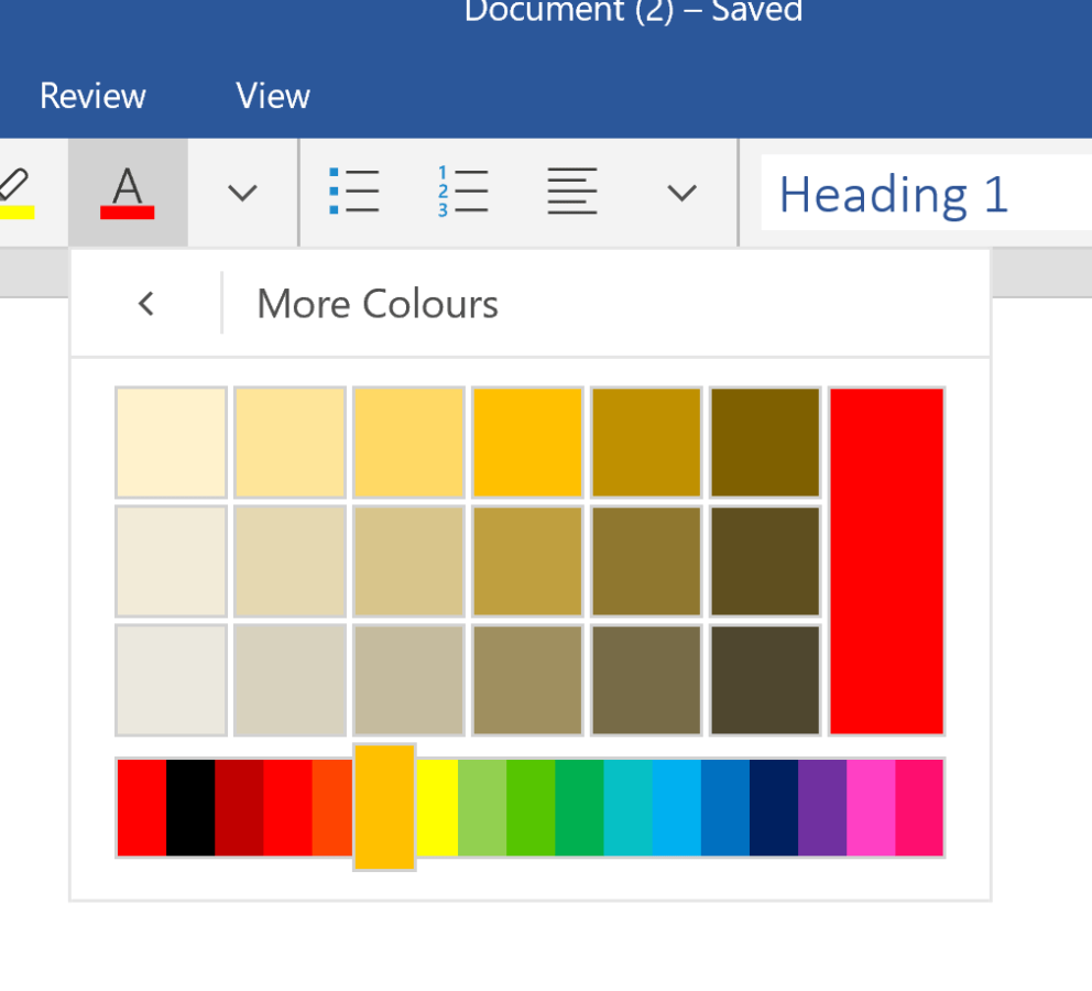 Microsoft's Word UWP app is getting a really cool radial colour picker MSPoweruser