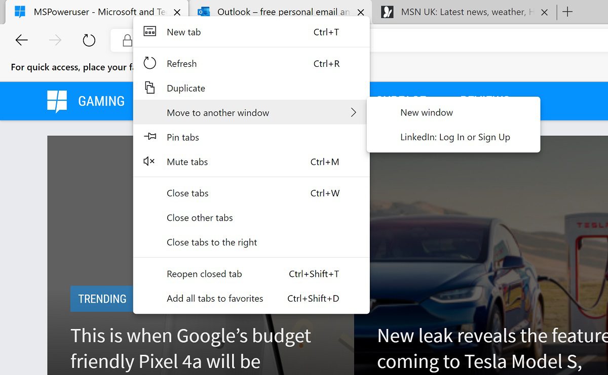 Microsoft engineers are bringing Edge's "Move tab to new