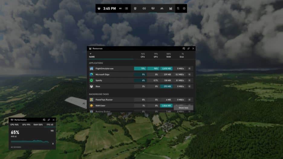 Microsoft introduces new Resources Widget in Xbox Game Bar