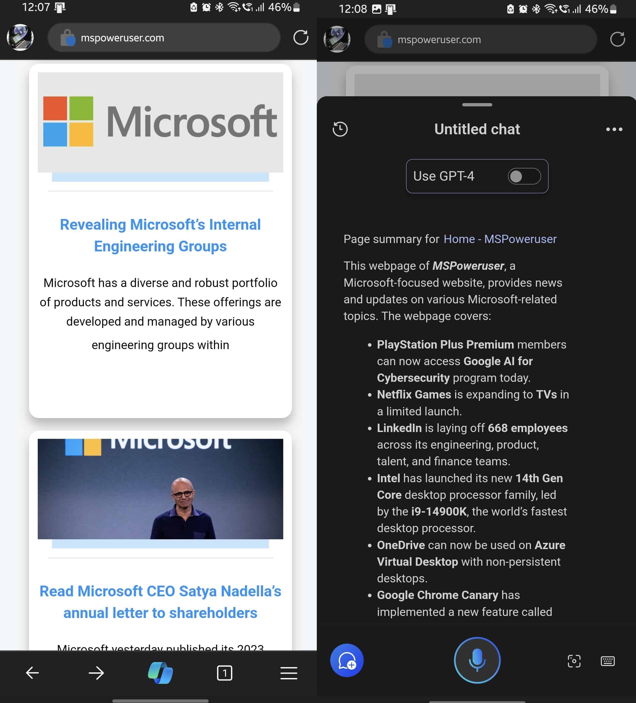 Microsoft Edge for Android now offers one tap summary of web pages