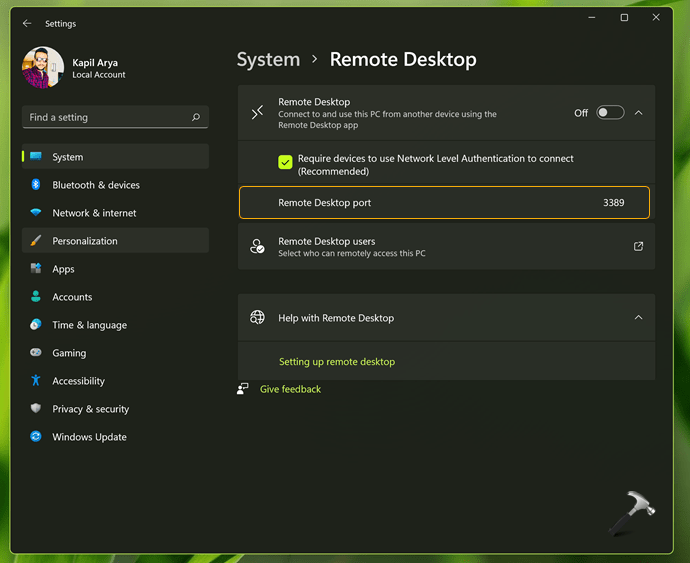 How to change Remote Desktop port in Windows 11