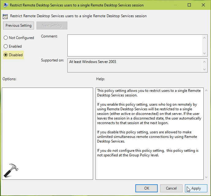 Fix You have been disconnected because another connection was made to the remote computer