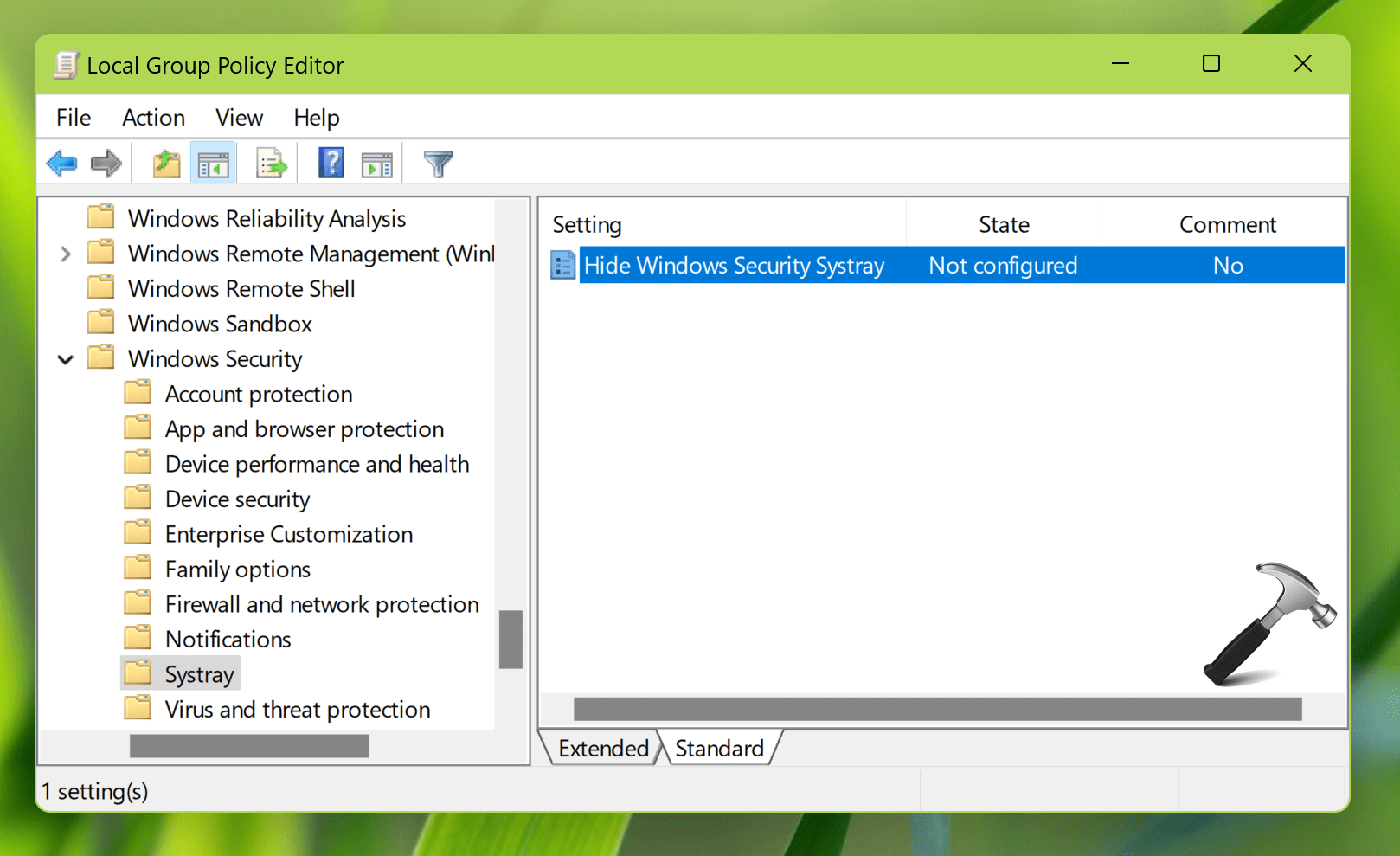Enable or disable Windows Security notification icon in Windows 11