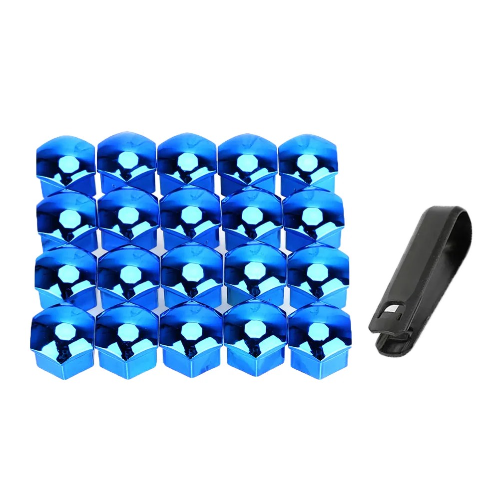 Chrome Blue Wheel Nut Covers MSR Performance