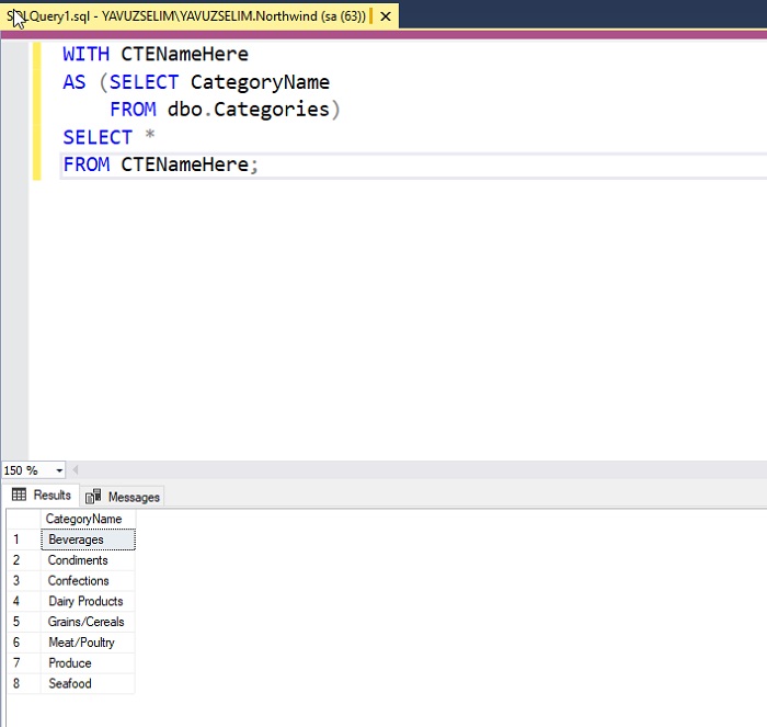Using Common Table Expression (CTE) in SQL Server MSSQL Query