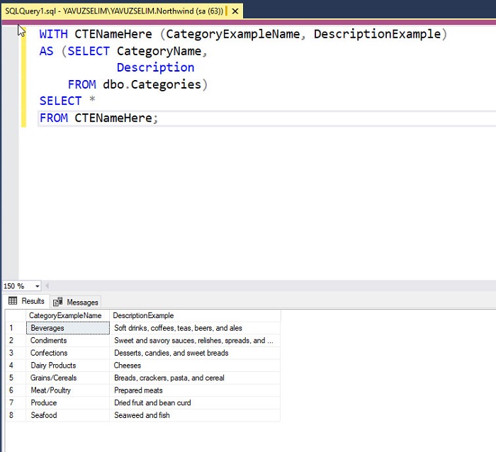 Using Common Table Expression (CTE) in SQL Server MSSQL Query