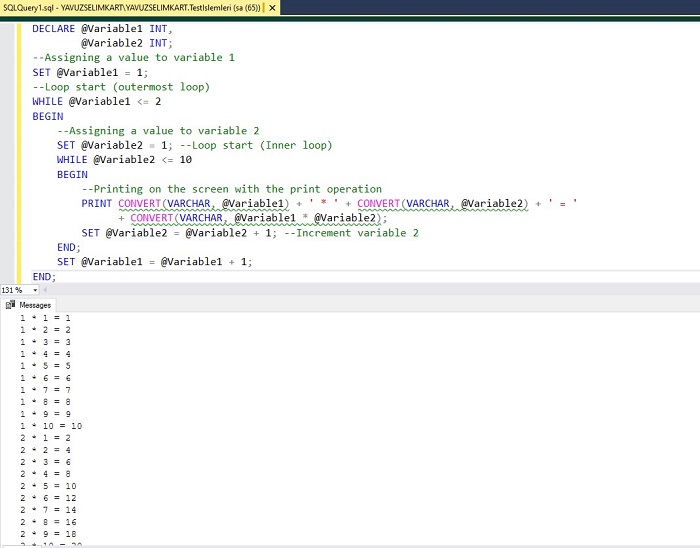 Using the Nested While Loop in SQL Server MSSQL Query