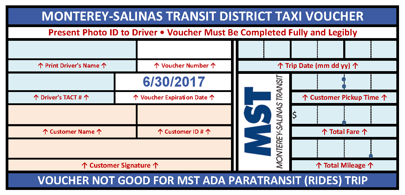 Taxi Vouchers MontereySalinas Transit