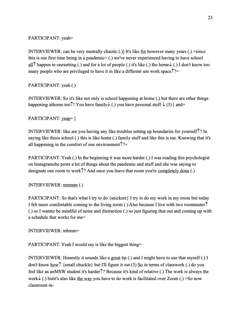Student Interview Transcript & Analysis IV MSW Student Archive