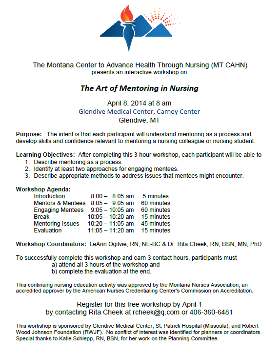 Glendive The Art of Mentoring in Nursing Montana Center to