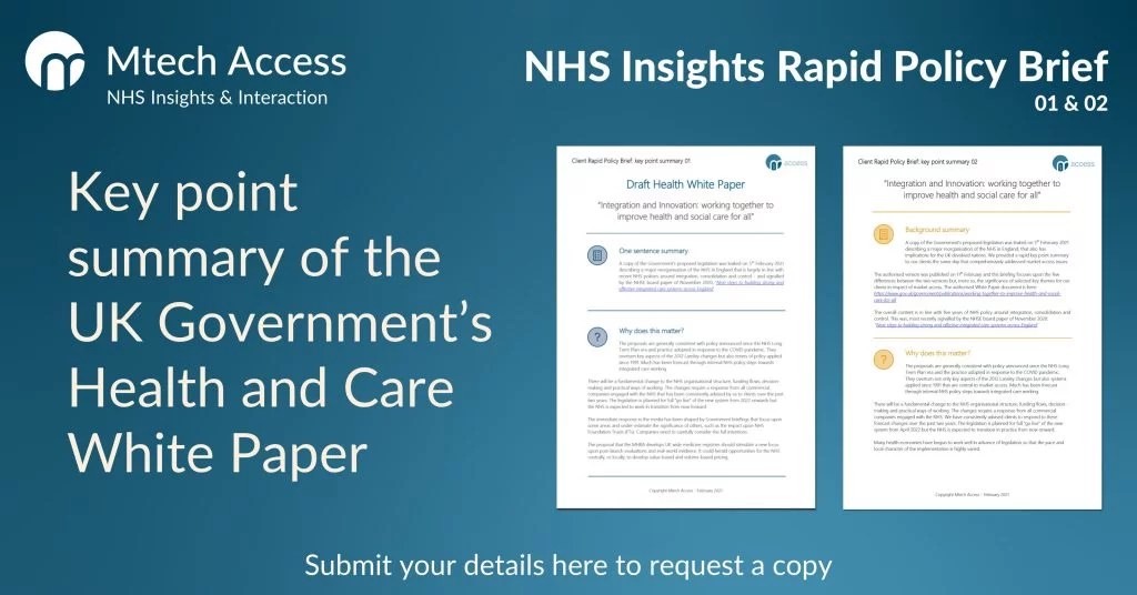 Key Point Summary of the Health and Care White Paper