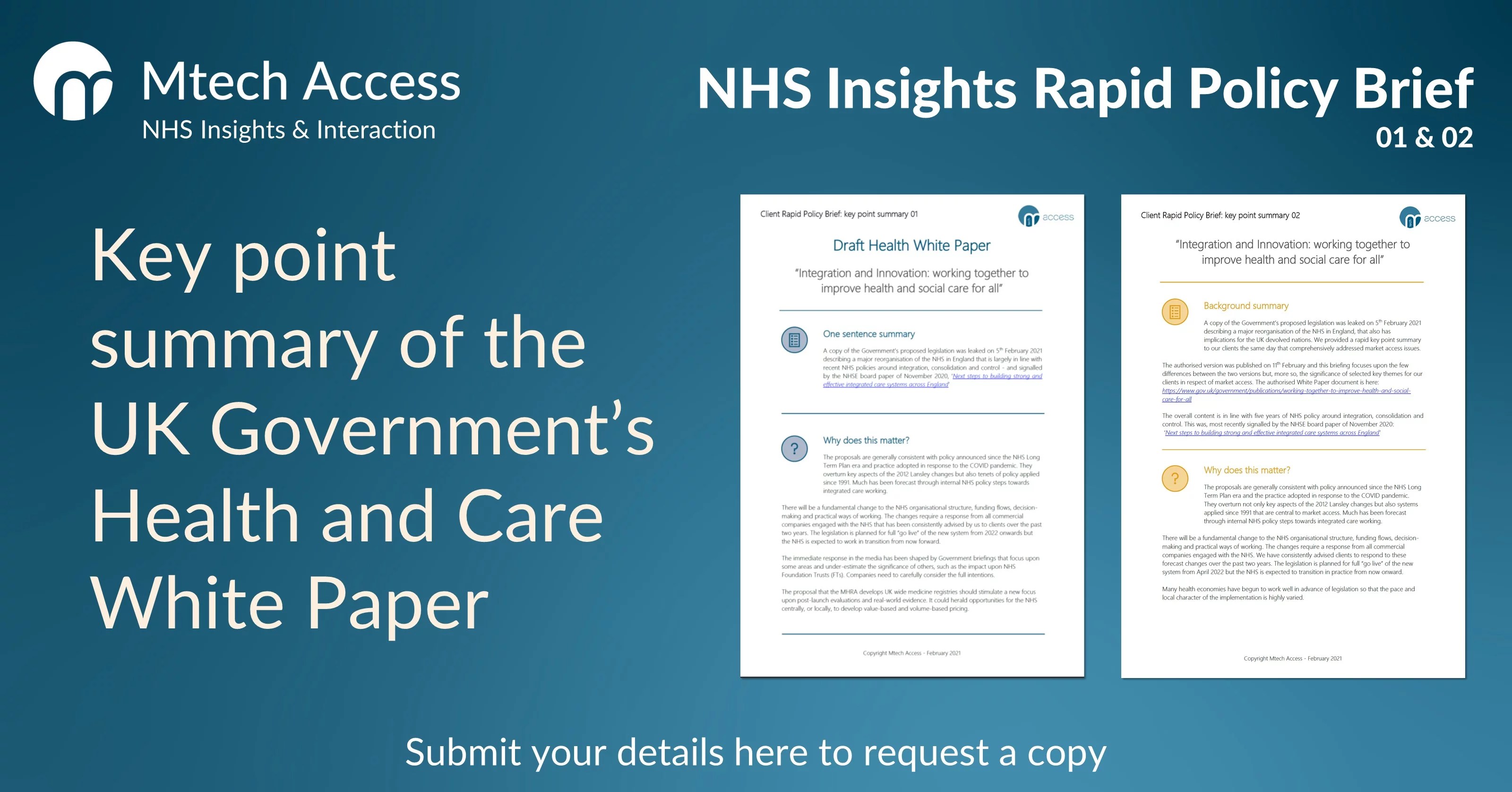 Key Point Summary of the Health and Care White Paper