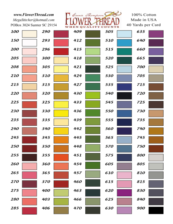 DMC Flower Thread Color Chart