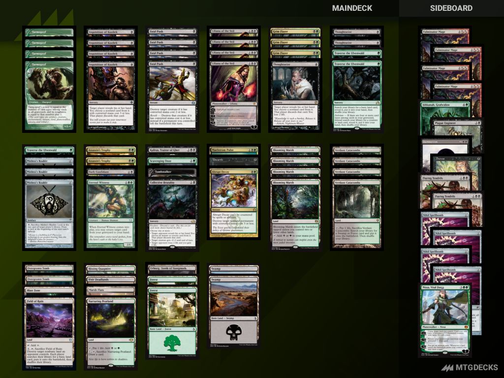 Top 72 Modern Decks from MTGO Modern League on 20190716. Winner of the event DreadedDead