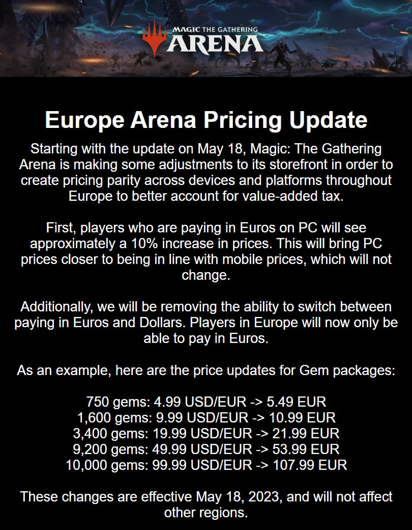 MTG Arena Is Getting More Expensive for Some Players