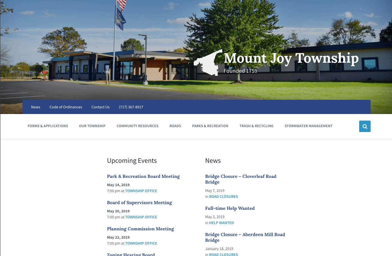 Mount Joy Township Founded in 1759