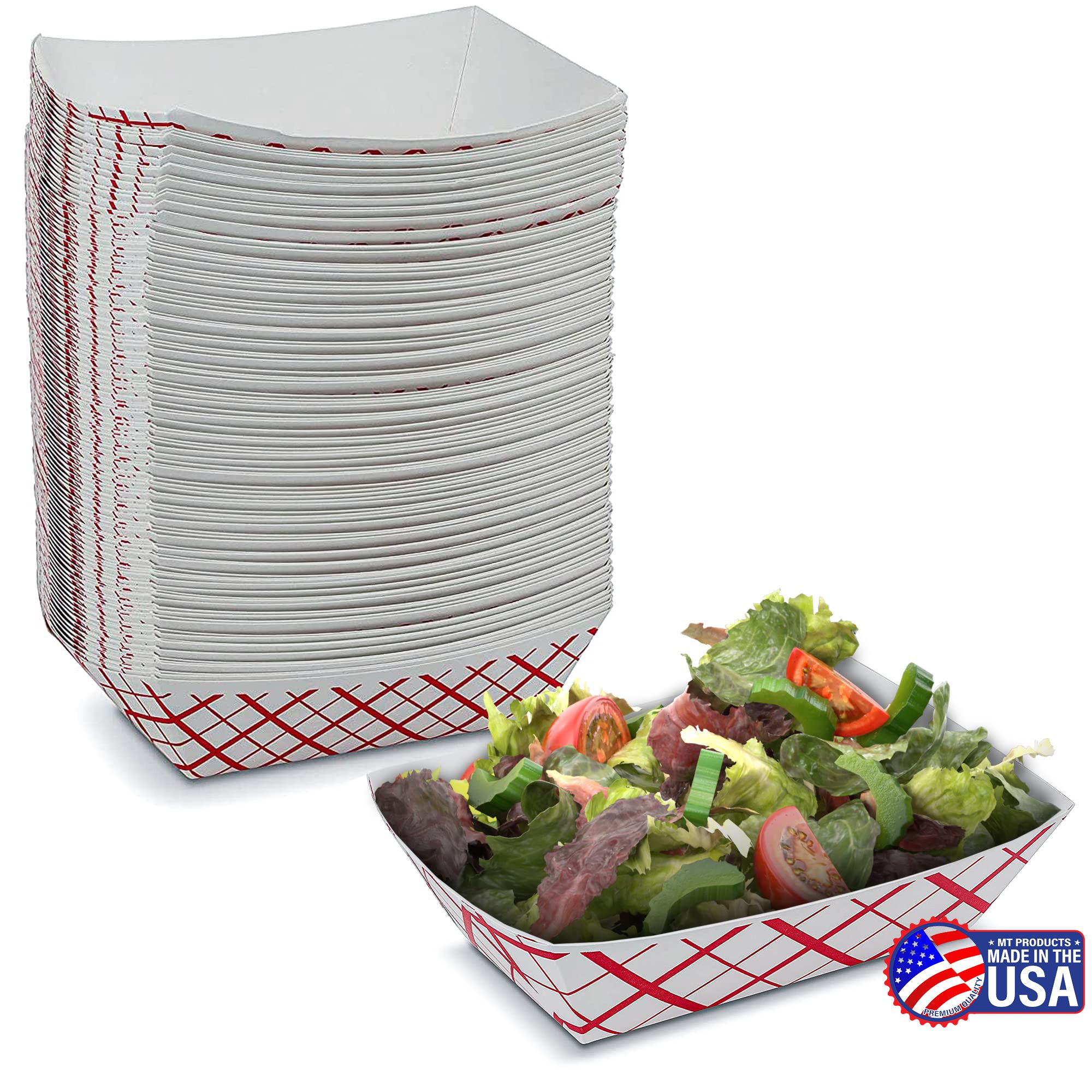 MT Products Disposable Plaid Classy Red and White Boats Paper Food