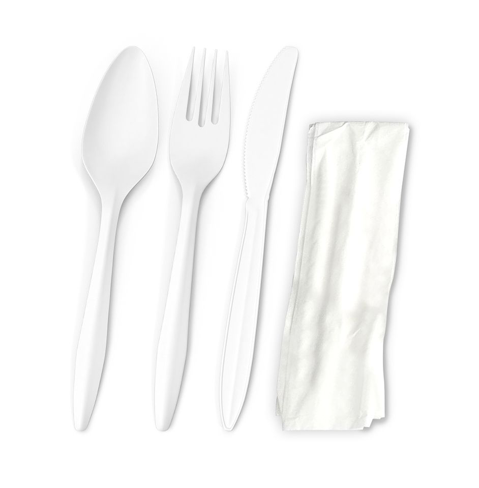 MT Products Plastic Silverware Individually Wrapped Utensil Sets Pack