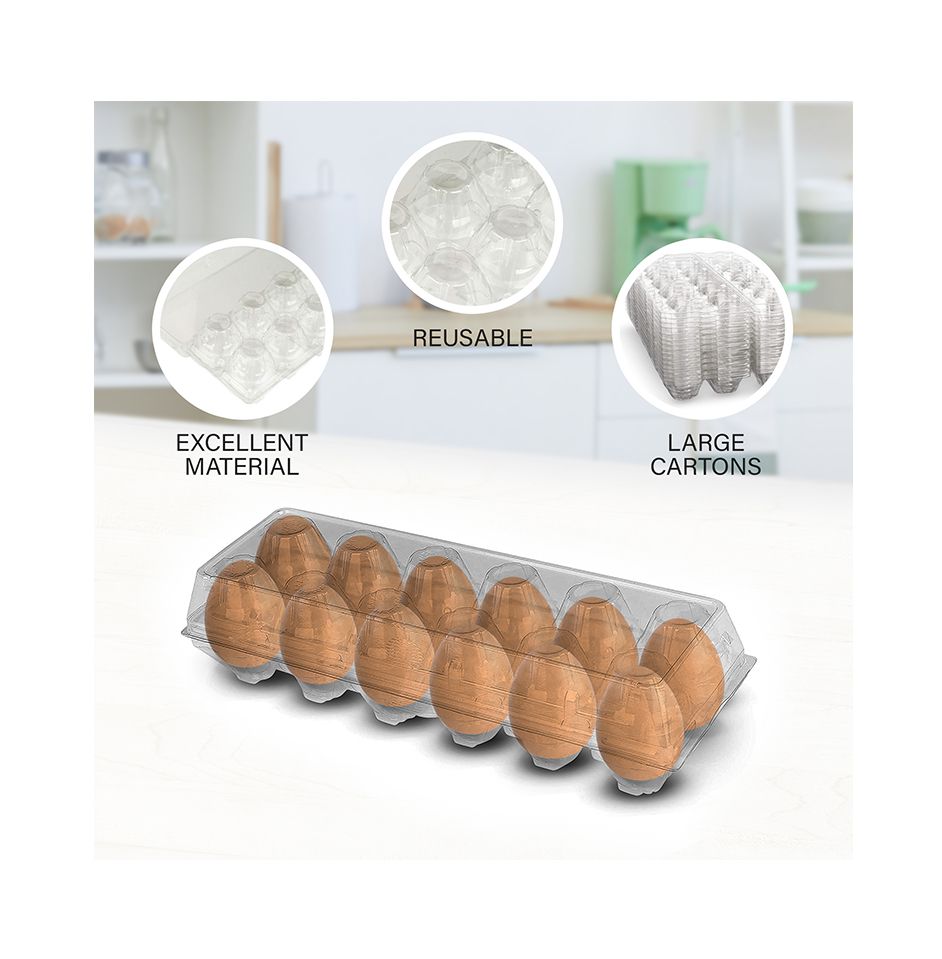 MT Products TriFold Egg Cartons Clear Plastic Recycled PETE Material