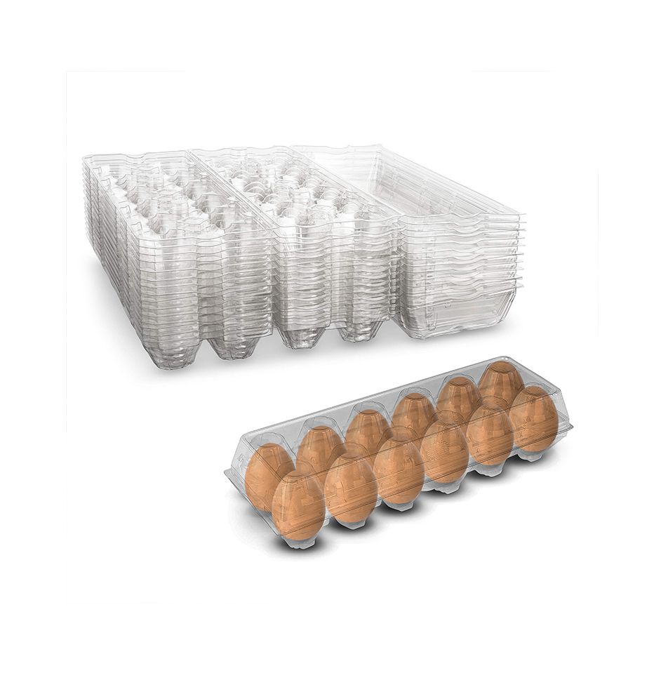 MT Products TriFold Egg Cartons Clear Plastic Recycled PETE Material