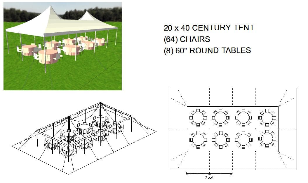 20X40 WHITE CENTURY POLE TENT