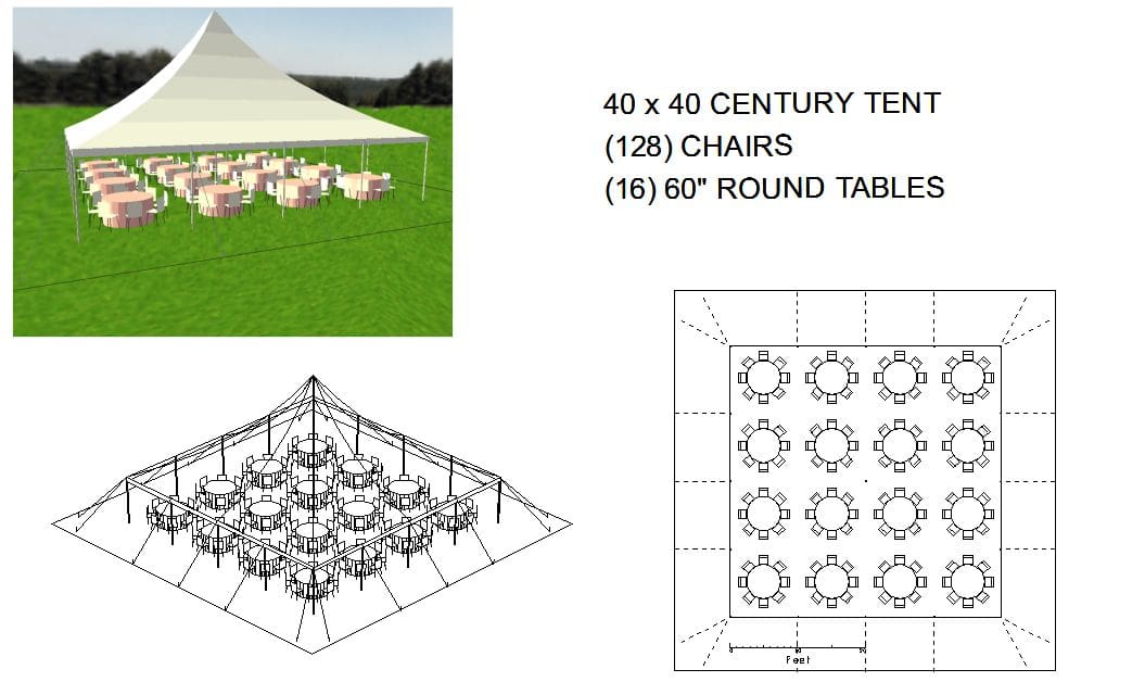40X40 POLE TENT SEATS 128 Michiana Tool and Party Rental