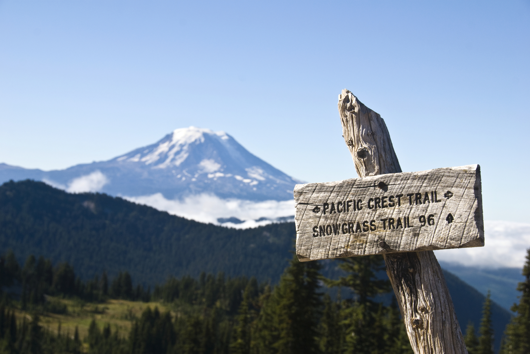 Trail sign, Pacific Crest Trail Mountain View Mirror