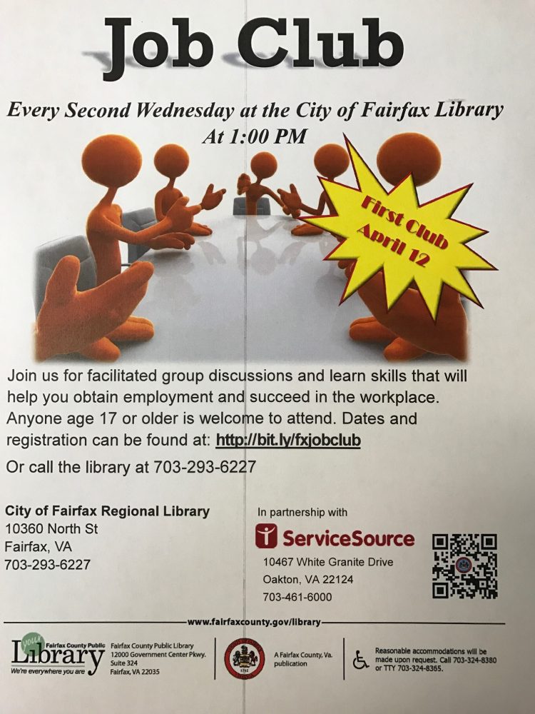 FREE Monthly Job Club in Fairfax City Library Mountain View Mirror