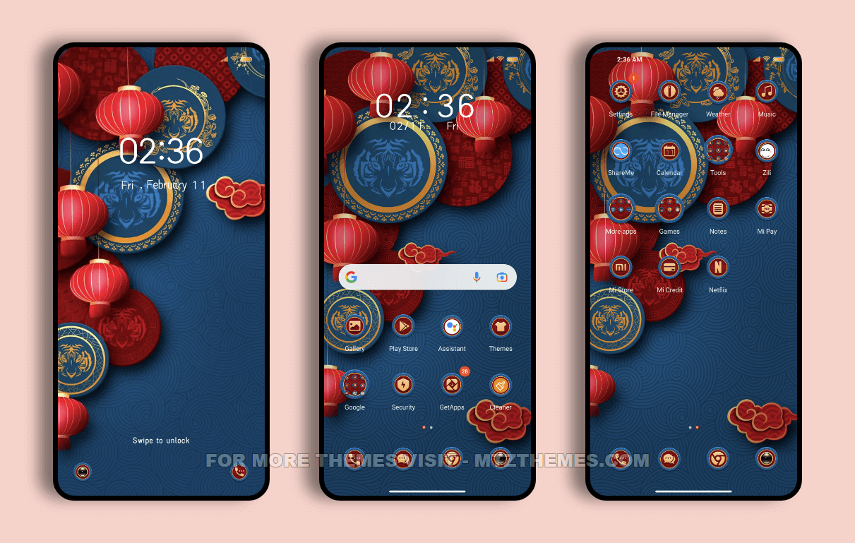 Red Lanterns MIUI Theme with Animated Lockscreen for Xiaomi Redmi