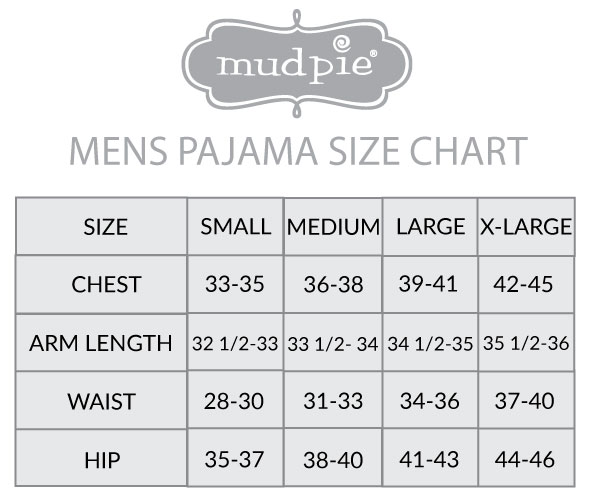 Do you have a sizing chart for both Women's, kids and Men's? – Mud Pie