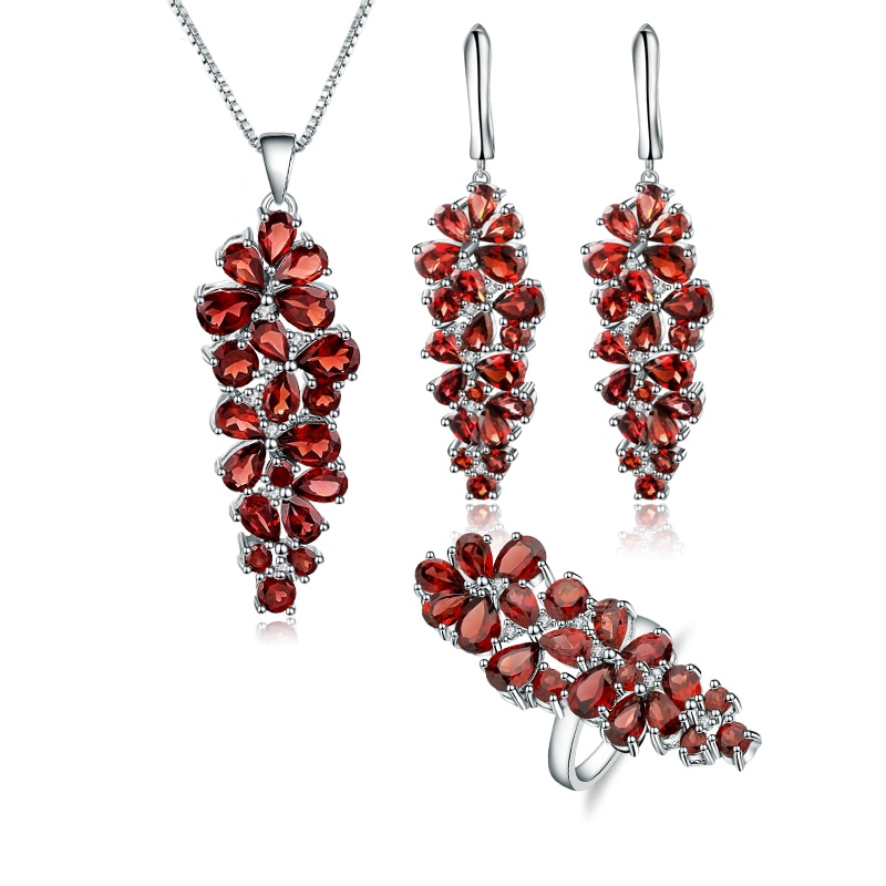 Natural Red Gemstone Birthstone Jewelry Set Muduh Collection