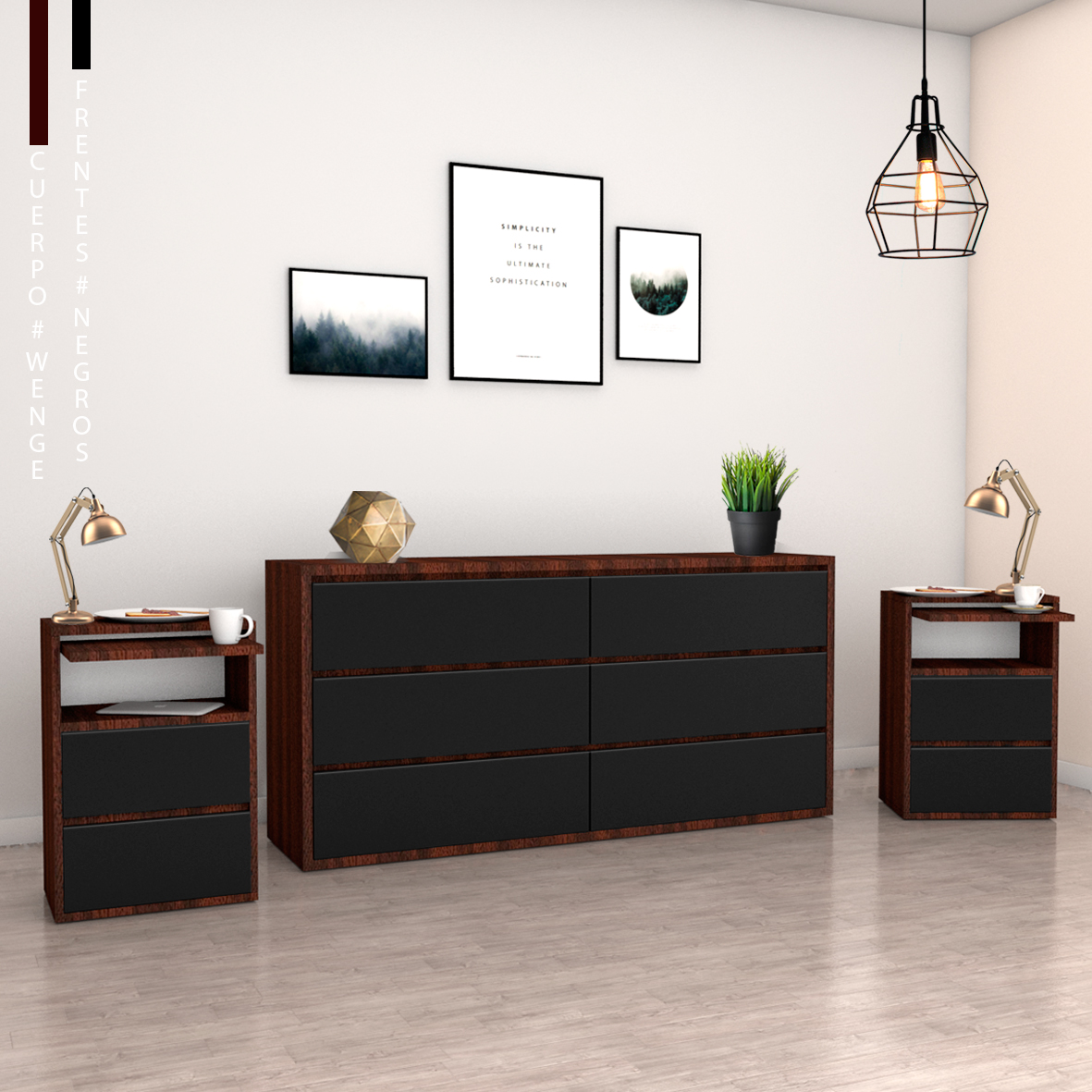 Comoda 140 + 2 Mesas De Luz Con Desayundor – Muebles Juligon