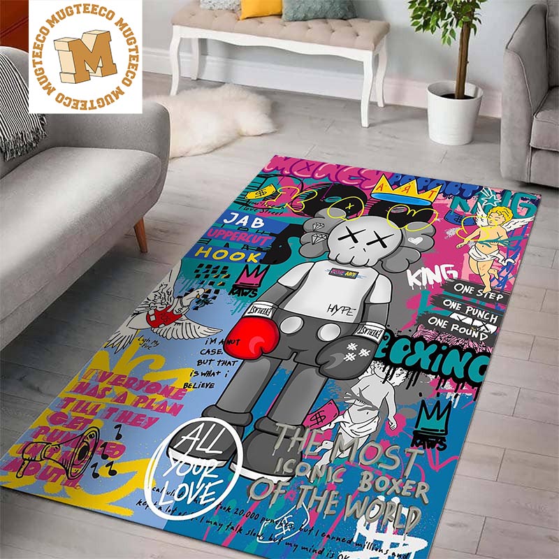 Boxing Kaws Colorful Graffiti Background Home Decor Area Rug Mugteeco