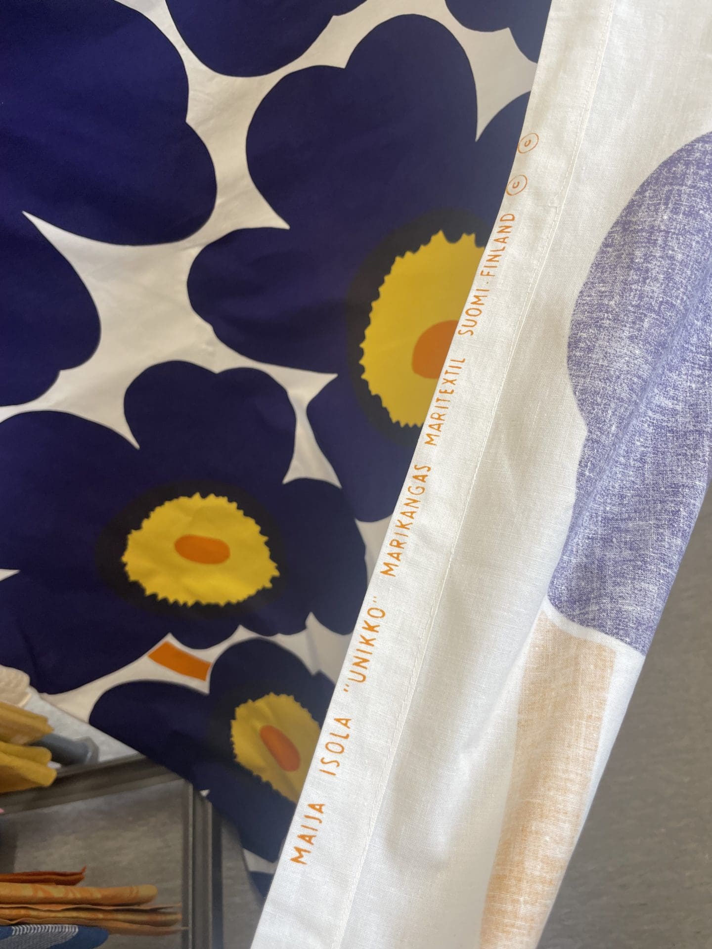 Marimekko Unikko Curtain Dark Blue Vintage 130x163cm Muija