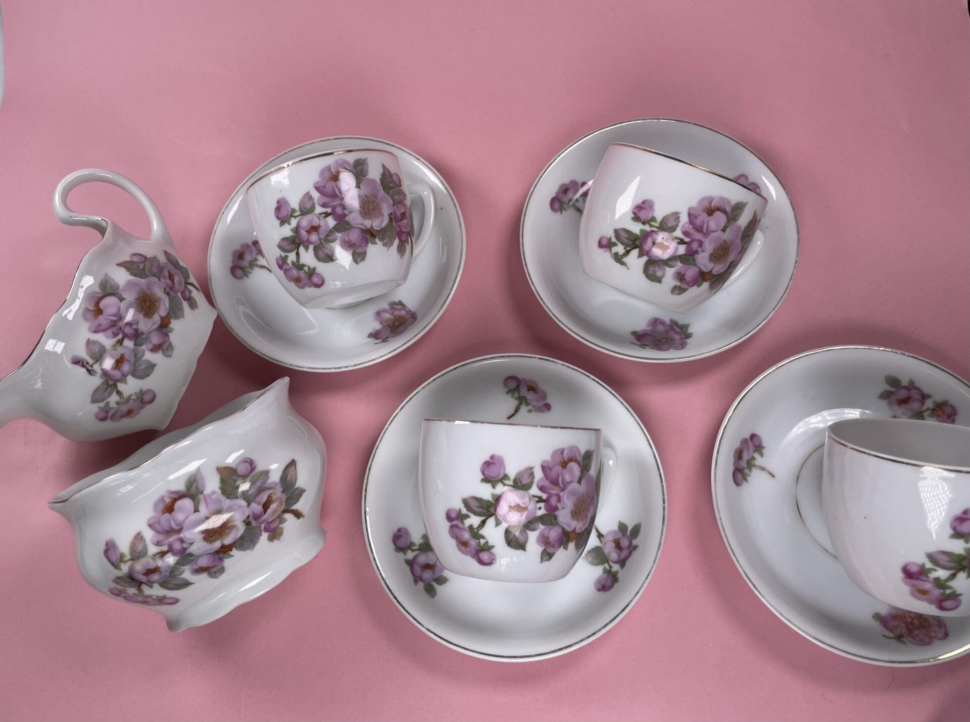 Old Coffee cup and plate with Appel blossom pattern Muija