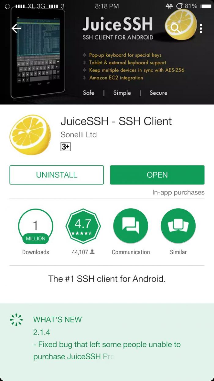 Remote Server SSH di Android menggunakan JuiceSSH Fajar
