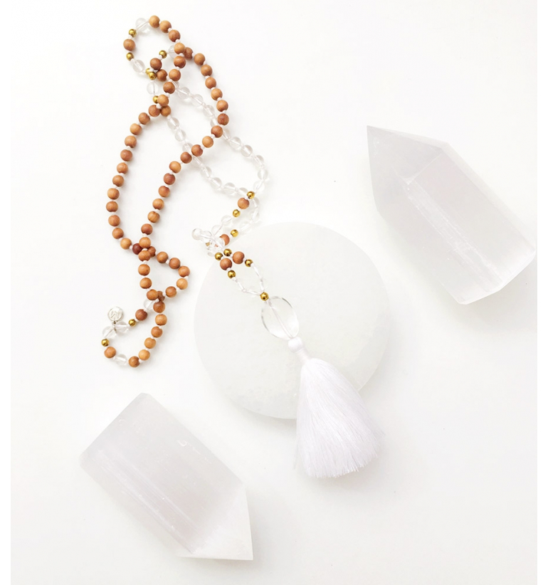 Soul Mala con Gemas naturales y Sándalo. Collar de meditación y yoga.